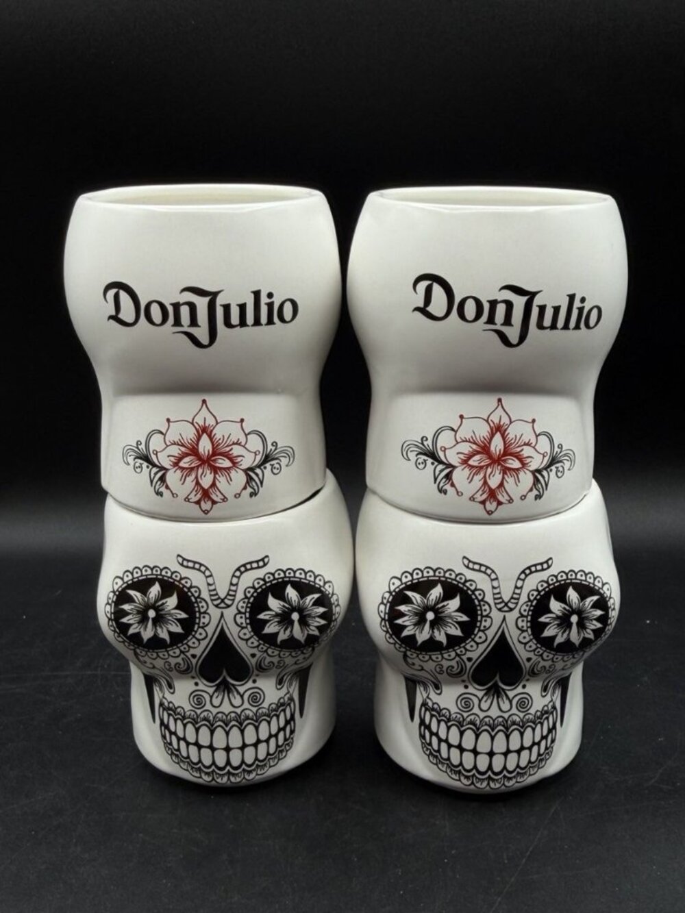 Don Julio Tequila Sugar Skull Mugs Cups Ceramic Day Of The Dead LOT 4